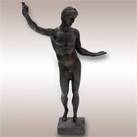Old Bronze "Youth Of Marathon" Statue