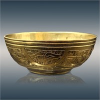 An Islamic Engraved Brass Bowl, Likely Late 19th C