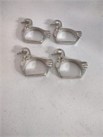 Set of 4 shiny pewter Canadian geese napkin rings