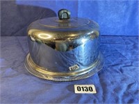 Cake Plate w/Metal Cover, Plate: 12.5" Dia x 8"