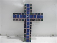 8"x 10" Signed Mosaic Tiled Cross W/Evil Eye