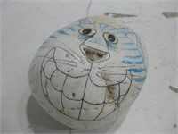 4"x 5" Hand Painted Signed Cat Rock