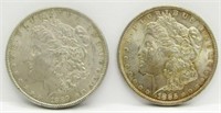 1885-O & 1889 MORGAN SILVER DOLLARS