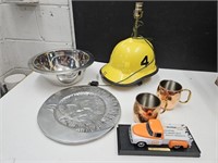 Man Cave Lamp & Truck & Pewter Plate+