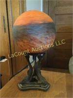 painted glass ball lamp on metal fish base