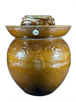 Brown Fermenting Pottery Crock