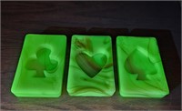 Uranium Slag Glass Playing Card Ashtrays -Vintage