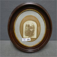 Early Black & White Photograph w/ Oval Frame