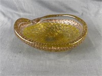 Barbini Murano Italian Glass Gold Lattice Bowl