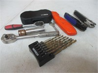Drill Bits, Ratchet, Knives & More Lot
