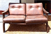 Vintage brown cushion couch, see photos