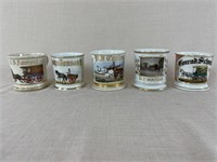 Horse-drawn Porcelain Occupational Shaving Mugs