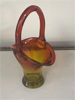 Tiffin arts amberina glass basket