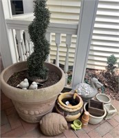 Collection of Outdoor Pots and Animal Decor