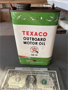 Vintage Texaco outboard motor oil advertising can