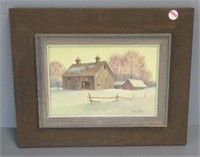 Signed Evelyn Raiter 1985 oil on canvas winter