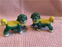 Yellow & Green 4"  Foo Dogs