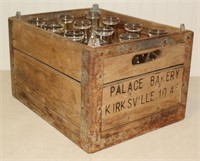 Palace Bakery Wooden Dairy Crate w/Milk Bottles