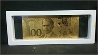 24k gold foil Canada $100 novelty note