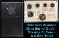 1984 New Zealand Mint Set w/ Book - Missing $1 Coi