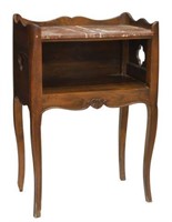 FRENCH PROVINCIAL MARBLE-TOP WALNUT NIGHTSTAND