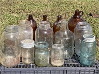 GROUPING OF OLD BOTTLES, INCLUDING ATLAS, SWANS,