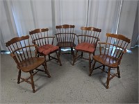 (5) Barrel Back Wooden Dining Chairs