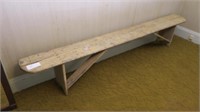 Early Painted Pine Bench, 93" L