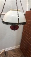RUBY RED HANGING LIGHT WITH MILK GLASS SHADE