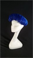 Vintage Ladies Blue Peacock Like Feather Hat