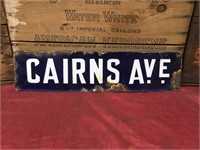 Original Enamel Cairns Ave Street Sign