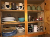 Stoneware Dish Set  & Msic in Cabinet