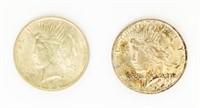 Coin  2 Peace Dollars-1922-XF+1924-AU