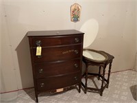 Wood Dresser, End Table, Mirror