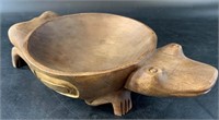 Tlingit style potlatch frog bowl 10.5" long, impor