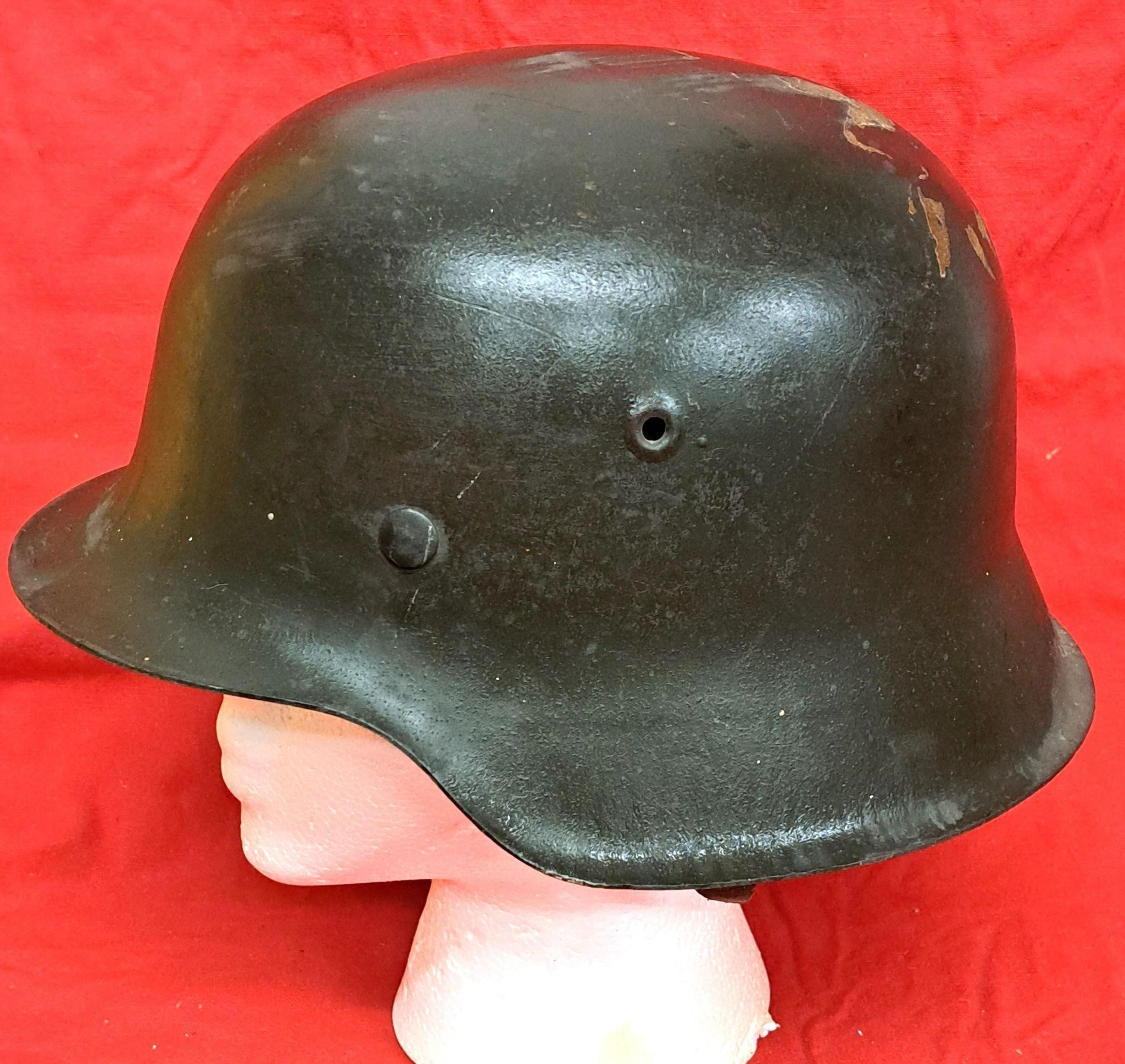 ANTIQUE HEAVY METAL MILITARY HELMET LEATHER INSIDE