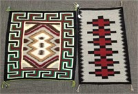 2 Navajo rugs with designs - 27" x 27" & 19" x 30"