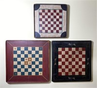 3 Decorative Painted Wood Checkerboards