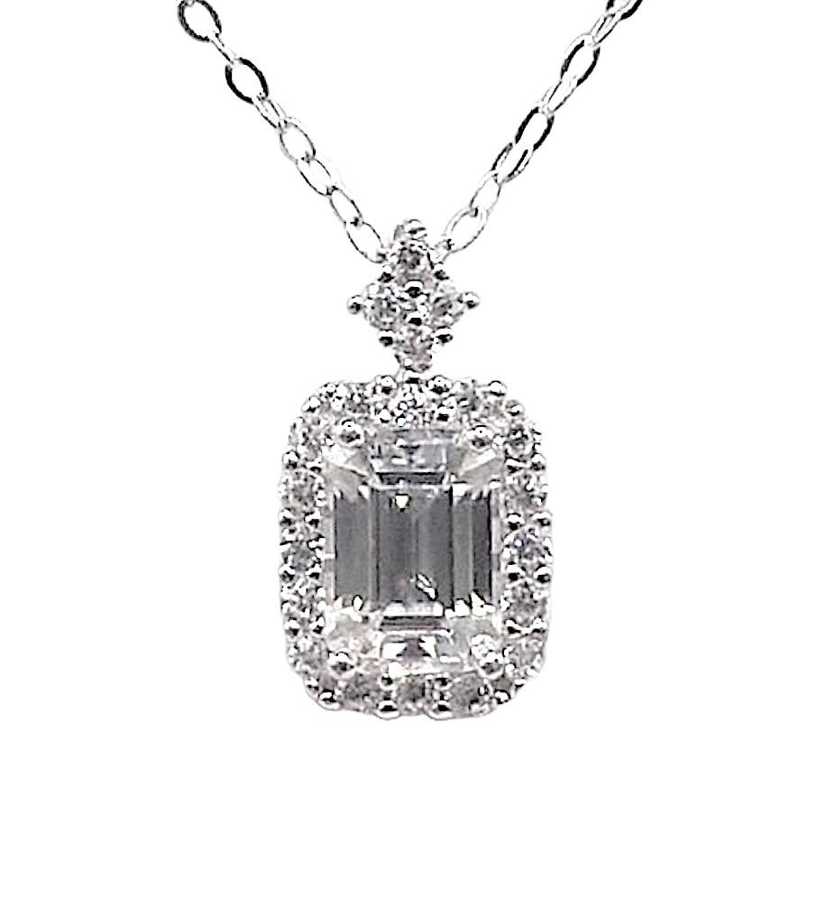 925S 1.0ct Emerald Moissanite Diamond Necklace