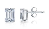 14kt Gold 2.30 ct Emerald Cut Lab Diamond Earrings