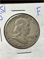 1941 S Ben Franklin Silver Half Dollar