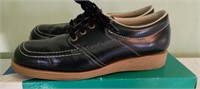 Vintage Navy Leather Lace Up Loafers - Made in USA