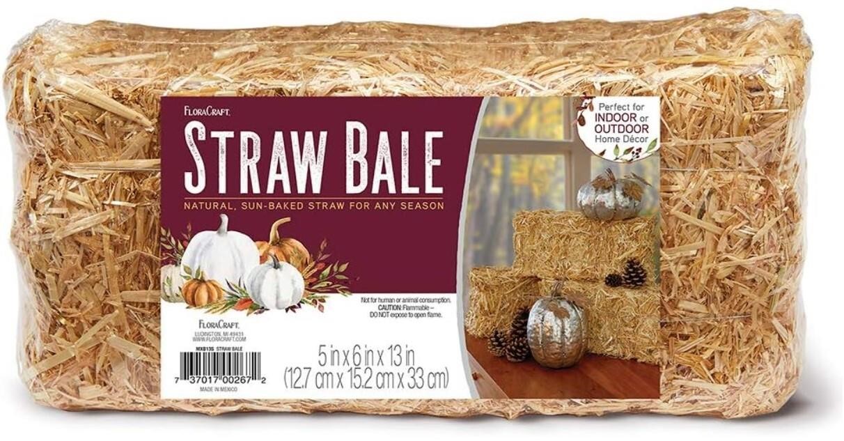 Decorative Straw Bale 5x 6 x 13in Natural 2 Pack