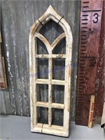 Wooden arch window frames, wood insert, pair