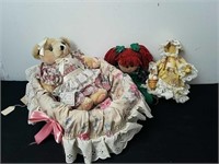 Handmade dolls and Country cozy teddy bear