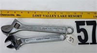 2 Adjustable Wrenches 8 & 10"