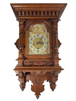 Ornate Victorian Wall Clock, Gustav Becker Style