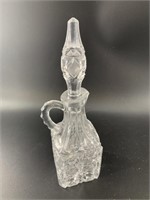 American crystal pitcher with stopper, 10" tall