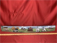 Hand painted country village on wood