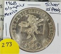 1968 MEXICO OLYMPICS COMM. SILVER 25 PESOS